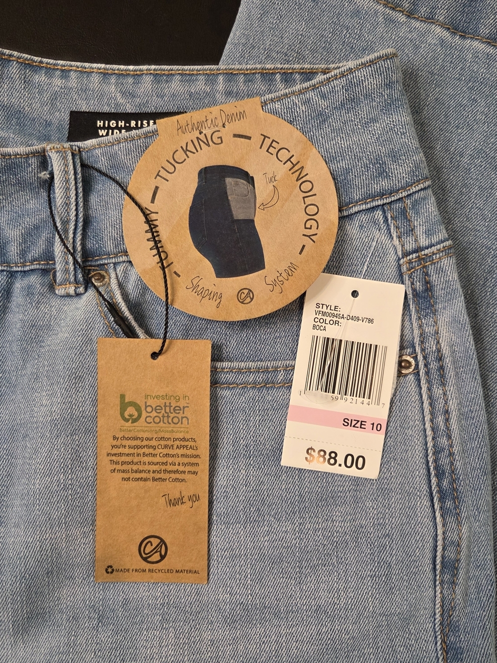 Curve Appeal High-Rise Wide Leg Jeans NWT Size 10/30 Light Wash Stretch - Picture 4 of 12